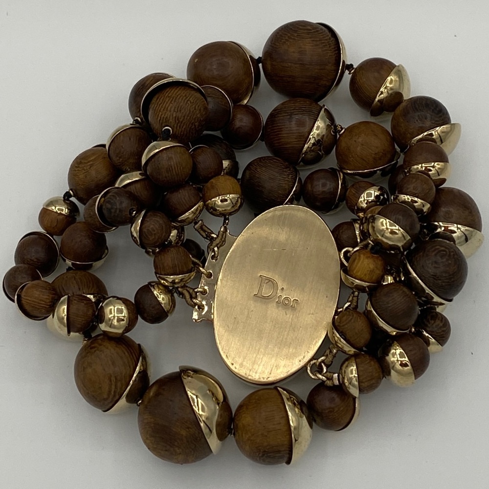 Rare Dior Mis En Dior Wood & Gold Bracelet - Picture 5 of 8